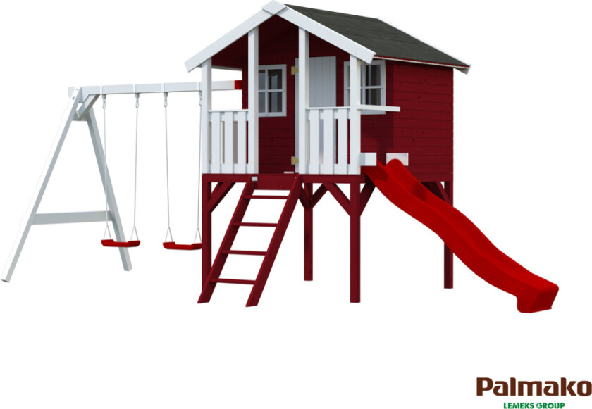 Palmako Toby lekehus 2,1 m² Et spennende lekehus hvor barna kan klatre opp stigen til sitt eget lille tilholdssted og speide utover hagen sammen med søsken og venner.