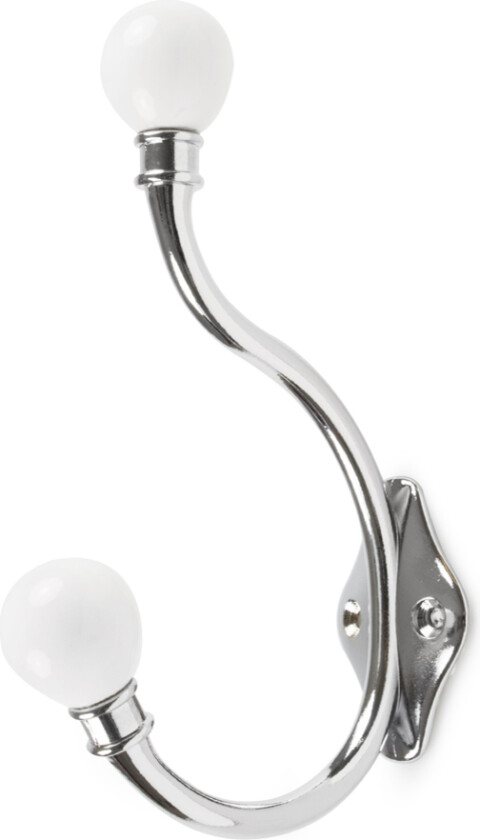 Habo Antique krok Antikk dobbelkrok av sink/zamak med hvite knopper av porselen. Passer like godt på barnerommet som i gangen for oppheng av yttertøy/sekker/klær etc.