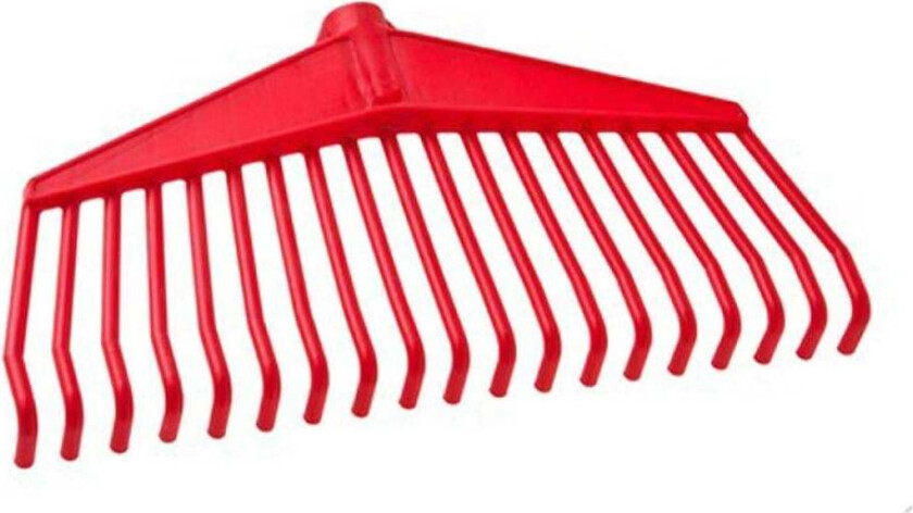 Bilde av Nyby rive rød Rive i rød plast med treskaft.