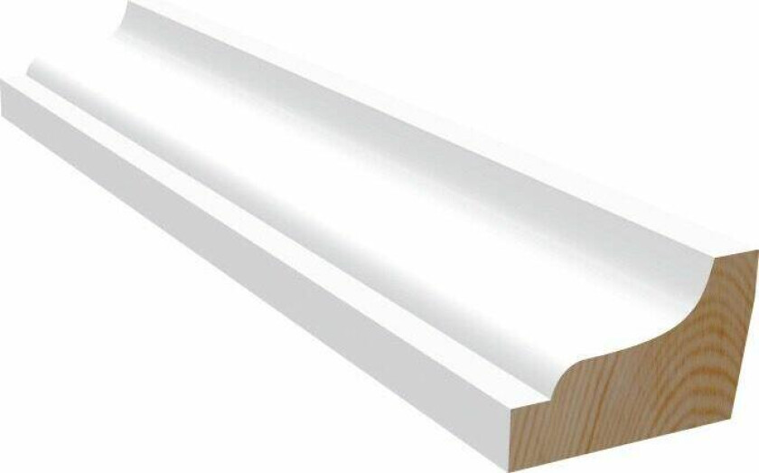 21x45x4400 Taklist Taklist i malt furu som skjuler overgangen mellom tak og vegg.