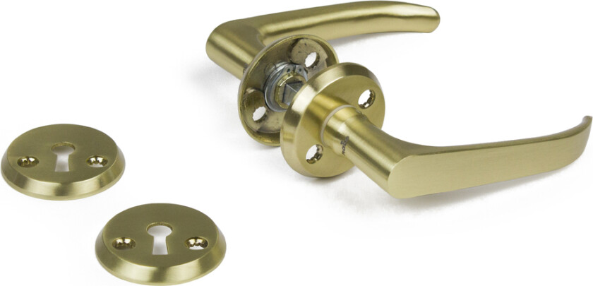 Habo A1871 innvendig dørvrider, matt messing Innvendig dørhåndtak av sink/zamak med støpte skilt. Tilpasset dørtykkelse 38-42 mm.