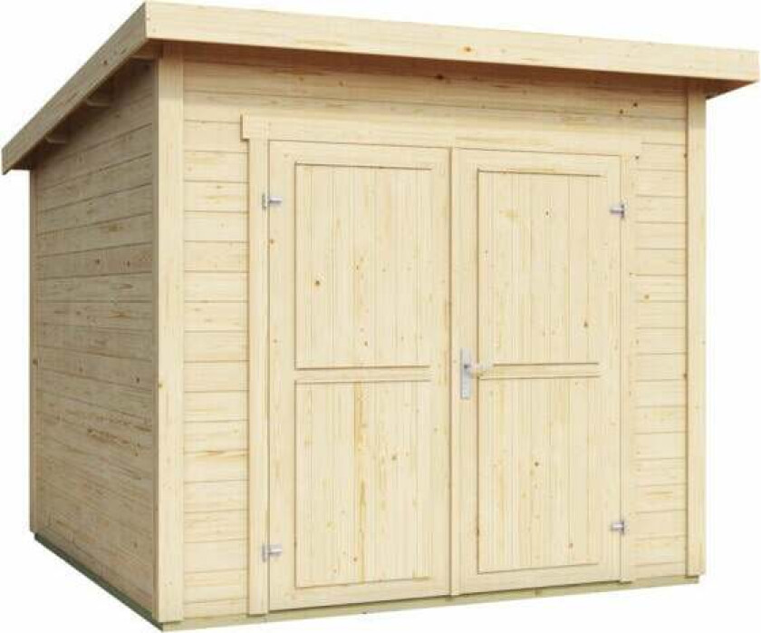 Krifon Innvik 1 bod 4,6 m2 Innvik 1 er en solid bod med pulttak og liggende uhøvlet 19 mm kledning, et design som gir deg en praktisk og stilfull oppbevaringsløsning i hagen.