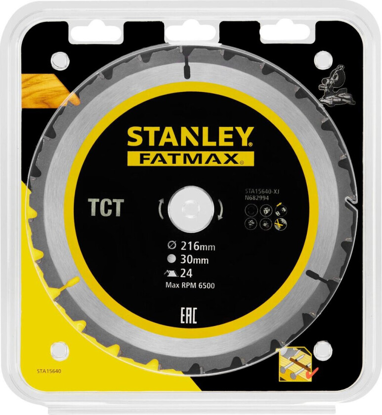 DEWALT FATMAX sagblad 216x30x24T STA15640 DEWALT FATMAX sagblad hardmetall STA15640 216x30mmx24 tenner, tre med spiker.