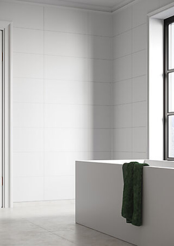 Baderomsplate flis 60x30 cm white 10x620x2400 mm