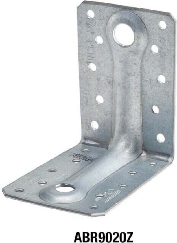 Bilde av ABR9020Z Vinkelbeslag 88X88X2,0X65mm med ribbe ABR9020Z Vinkelbeslag, med det unike ZPRO belegget som gir en høy korrosjonsstyrke og gjør beslaget godt egnet til bruk utendørs.