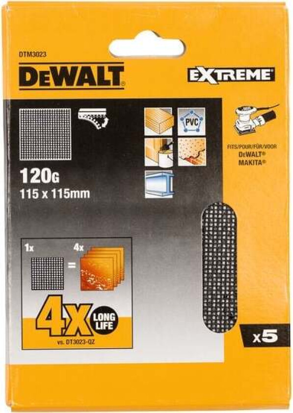DeWalt DTM3023 slipepapir 120K Slipepapir i Mesh nett. 5 i pakke.