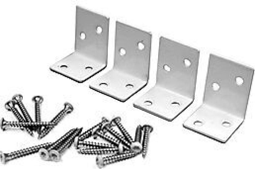 Bilde av Palmako festebeslag 4 stk hvite Vinkelbeslag med skruer for montering av levegger, gjerder og rekkverk. Hvitlakkert