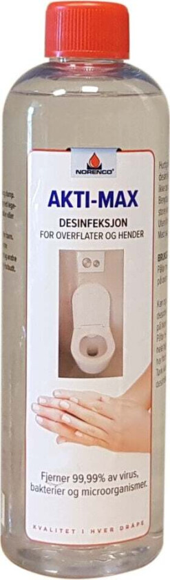 Norenco Akti-max desinfeksjon 500 ML Hurtigvirkende desinfeksjon til bruk på hender, toalettseter, dørhåndtak, dispensere, osv. Begrenser smitte av sykdommer.