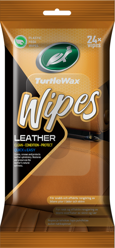 Bilde av Turtle Wax Wipes Leather 24 stk For effektiv rengjøring av skinn. Fukter og beskytter mot smuss og flekker. Gir en ren og friskduftende overflate.