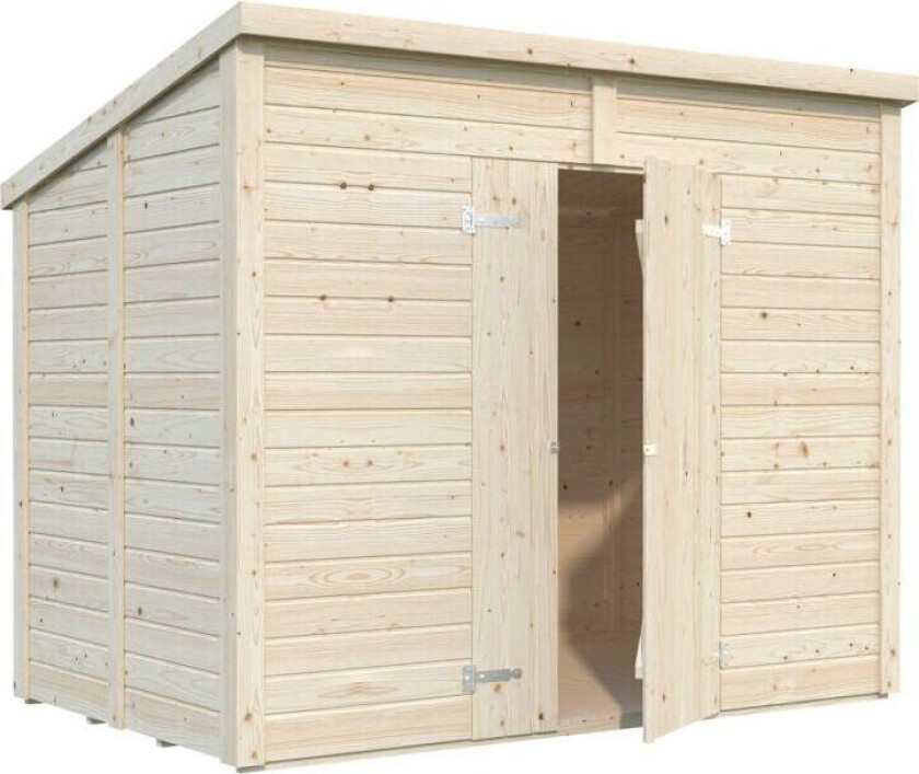 Palmako Leif redskapsbod 4,5 m2 En praktisk redskapsbod med skråtak til oppbevaring av hageredskaper, plenklipper, hagemøbler m.m.