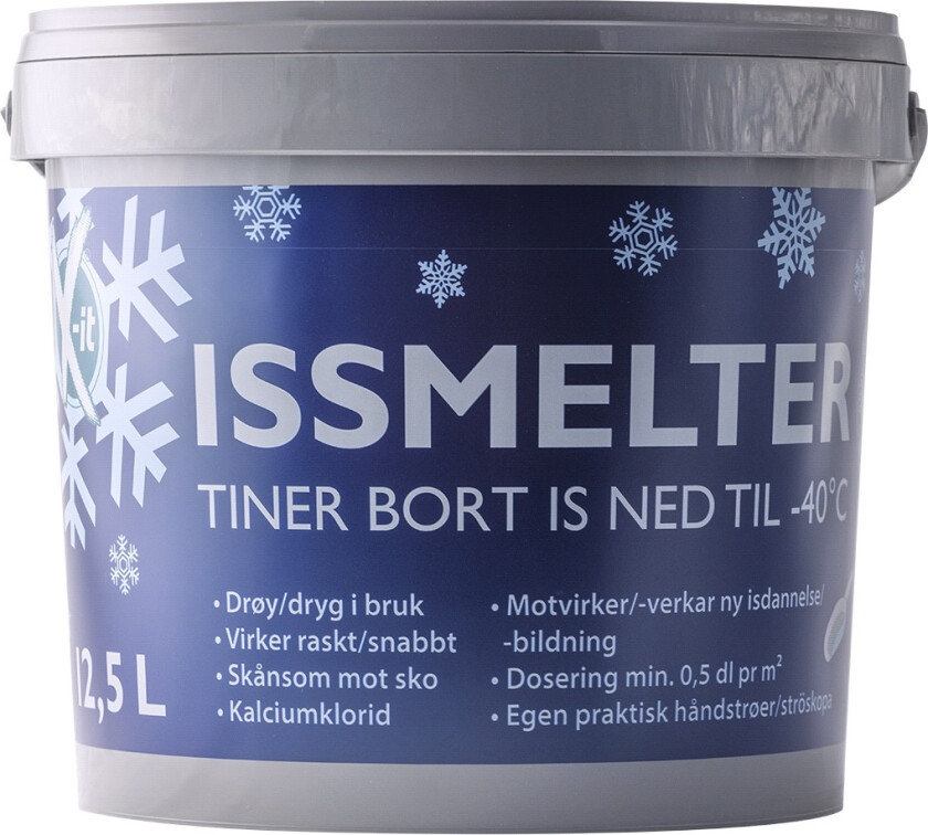 Bilde av issmelter 12,5 L kalsiumklorid Issmelter tiner bort is ned til - 40°.