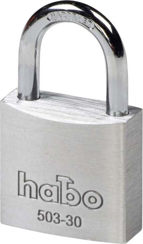 Habo 503-30 hengelås Hengelås av massiv aluminium. Dobbeltboltet bøyle Ø5 mm.