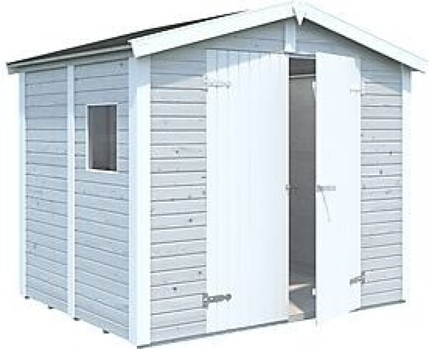 Palmako Dan redskapsbod 7,5 m2 En praktisk redskapsbod med dobbel dør oppbevaring av hageredskaper, plenklipper, sykler, hagemøbler og puter m.m.