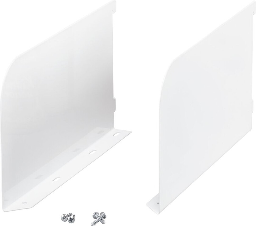 Elfa 30 hyllegavel 2-pk Knekter for å montere melaminhyller.Med en gavel, som gjør at det er integrert bokstøtte i knekten.