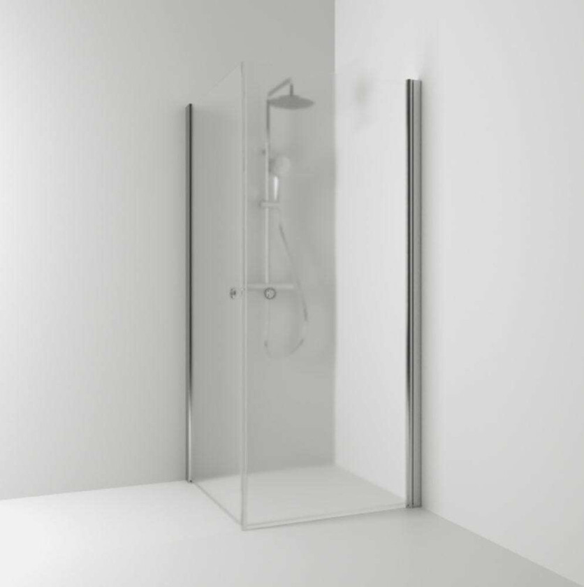 Skoga Dusjhjørne Rett Hullgrep, B70-100xh198cm Matt Aluminium / 70x70cm Frostet Glass