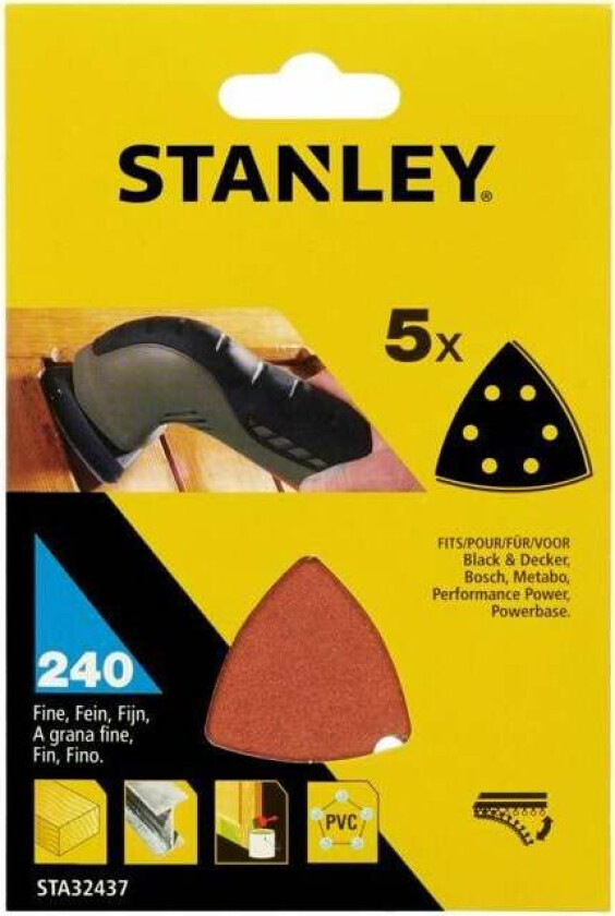 Stanley DELTA STA32437 slipepapir Slipepapir 240Kx5stk STA32437 med borrelås, Quickfit feste.
