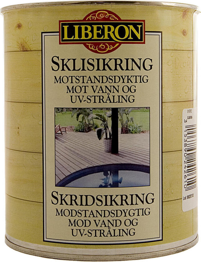 Bilde av Liberon sklisikring Sklisikker vanntynnet lakk med silikater til bruk innendørs og utendørs på glatte underlag og trapper for å forhindre ulykker.