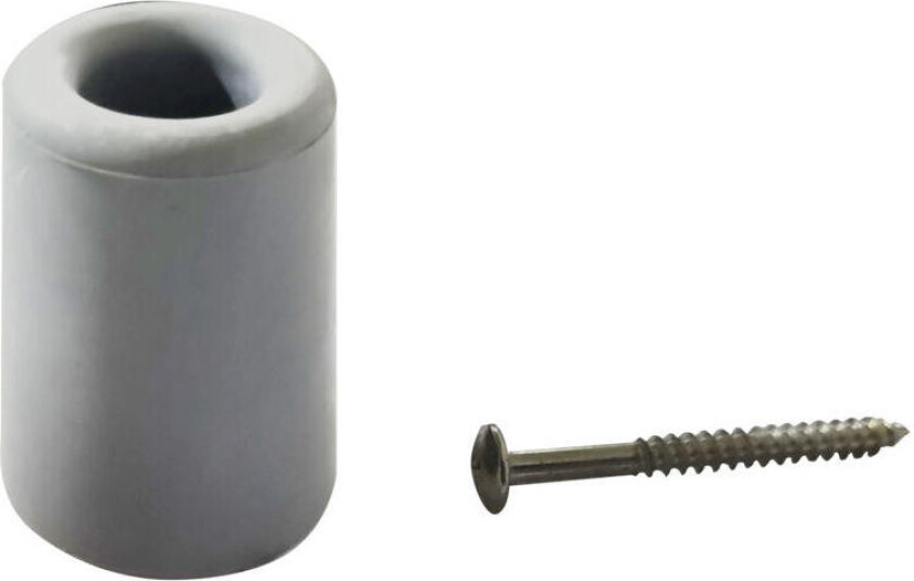 Dørstopper Dørstopper som forhindrer døren fra å smelle i veggen. Festes enkelt med én enkelt skrue. Den myke gummioverflaten beskytter døren når den treffer stopperen.