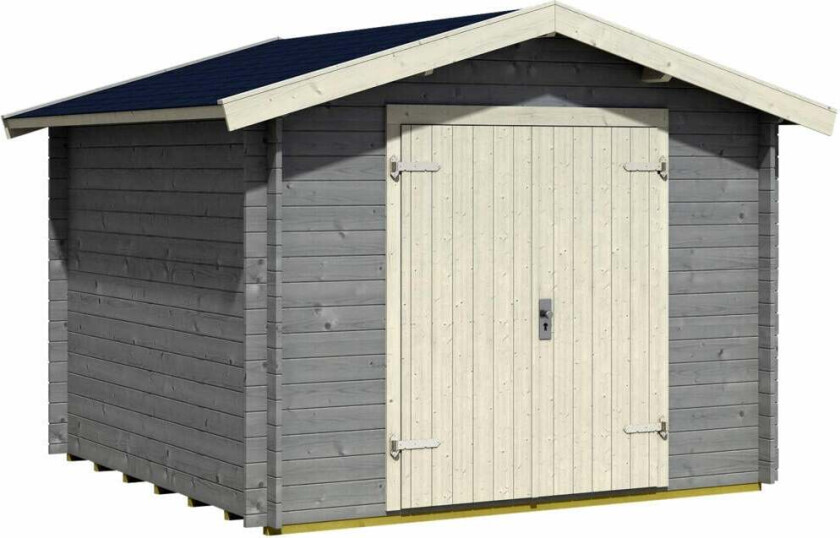 Krifon Classic Plus redskapsbod 7,6 m² En stor og klassisk bod i laftet stil. Boden har kraftige vegger og god plass til oppbevaring av hageredskaper og utstyr.