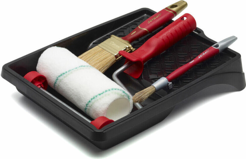 Bilde av Jordan Perfect start inne malerullesett En startpakke som inneholder alt du trenger for å utføre malejobben. Inneholder rullebøyle, malerull, malerullkar og pensler.