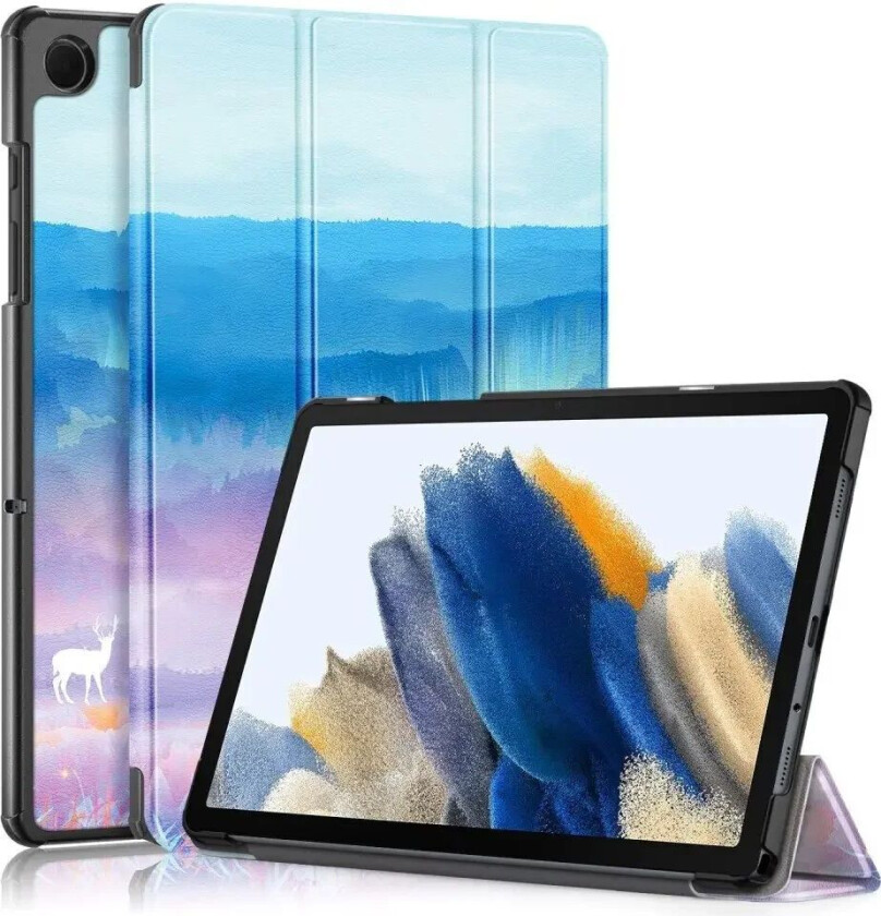 Samsung Galaxy Tab A9+ (Plus) Tri-Fold Deksel i Kunstskinn med Sleep-Funksjon - Rød Hjort