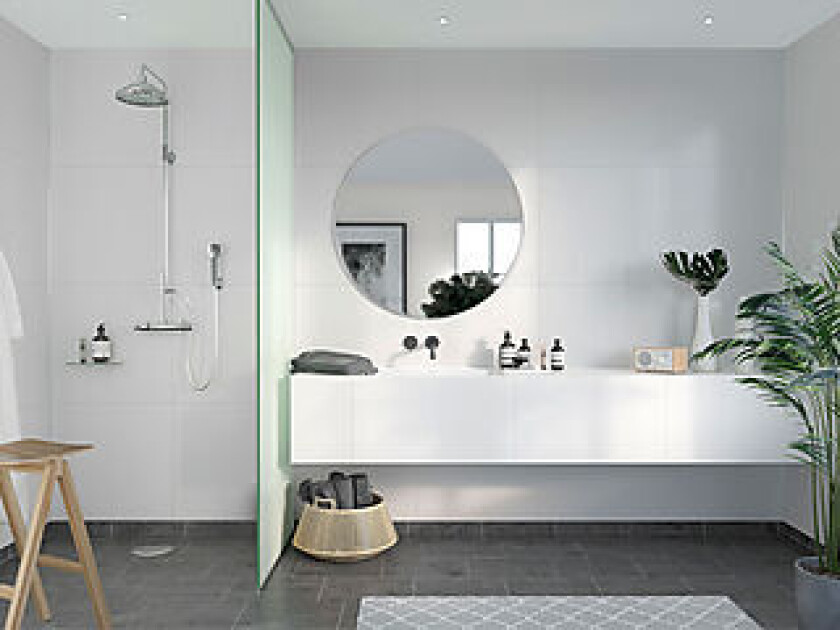 Baderomsplate flis 60x60 cm white 10x620x2400 mm