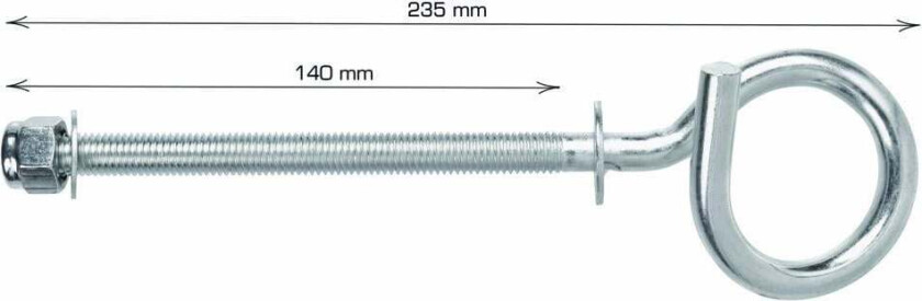 Gyngekrok M10 Gyngekrok M10 gjenger. Mål: L235 mm. Gjengestykke: L140 mm. M10 gjenger. Materiale: Elforsinket.