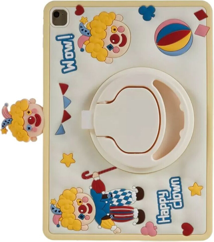 iPad 9.7 (2018-2017) / iPad Air / iPad Air 2 Fleksibelt Silikon Deksel med Stativ og Pennholder - Klovner