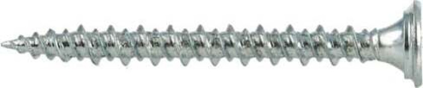 Skrue gips/kombi elf 3,9x40 à 900 stk. Spesialskrue for montering av gipsplater mot tre- og stålprofiler (max 1 mm). Elektrolytisk forsinket skrue med senkhode og phillips spor, PH2.