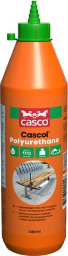 Casco Cascol Polyurethane trelim Et sterkt og fuktbestandig polyuretanbasert lim som limer tre mot tre mot andre materialer, som metall, hardplast, lakkerte flater, stein og keramikk.