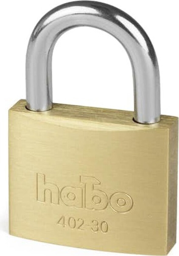 Bilde av Habo Hengelås 402-30 Messing Hengelås av massiv messing med Ø5 mm enkelboltet bøyle av forkrommet stål. Leveres med 2 stk. nøkler.