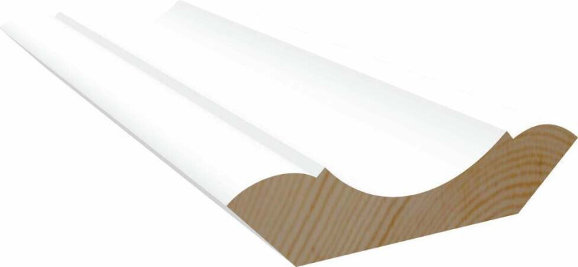 15x58x4400 Taklist Taklist i malt furu som skjuler overgangen mellom tak og vegg.