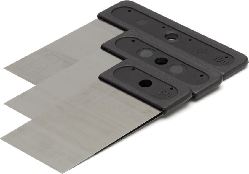 Bilde av Jordan Japansparkel Sett 50-75-100 mm Sparkelsett med tre sparkler i tynt, føyelig stål. Til karrosserisliping og mindre sparkle- og reparasjonsarbeider.