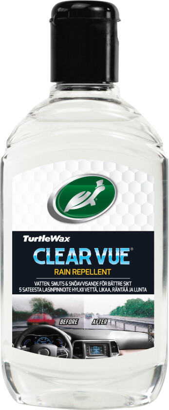 Bilde av Turtle Wax Clearvue Rain Clear vannavviser Vannavviseren gir en vann- og smussavvisende overflate på ruter, speil, lykteglass og mye annet. Passer ypperlig for bil, båt, campingvogn og MC.