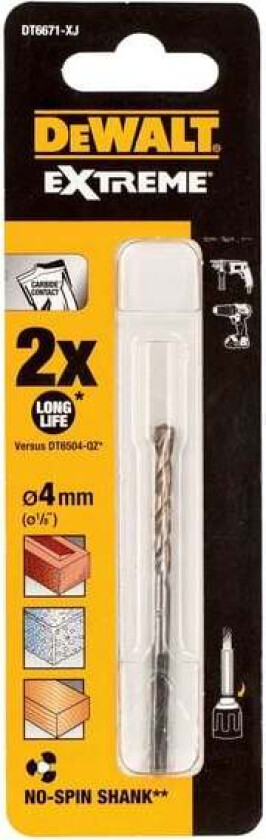 DT6671 Bor Extreme Bor Extreme DT6671 4x75mm med rundt skaft for mur, stein, fliser og lett betong.