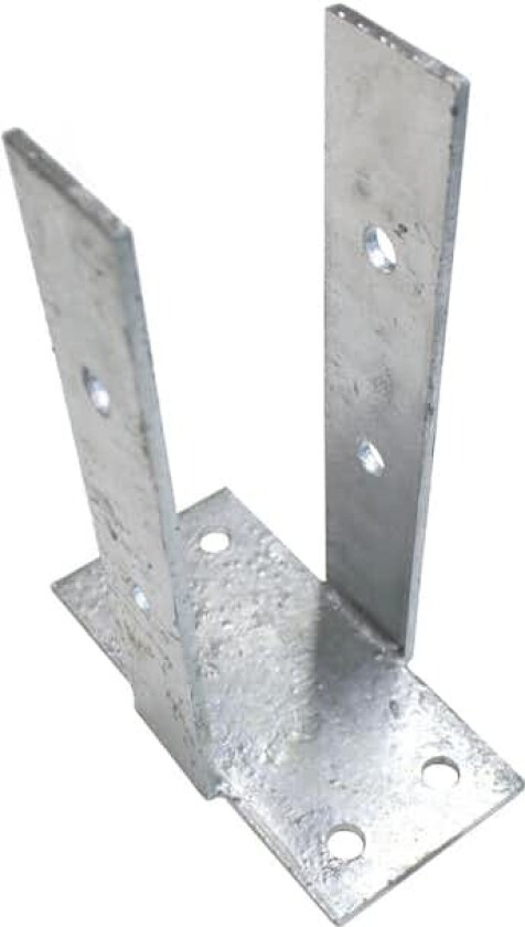 Bilde av Stolpefot med plate 90x90 mm hvit Til bruk for forankring av stolper på fast dekke i tre, betong m.m.