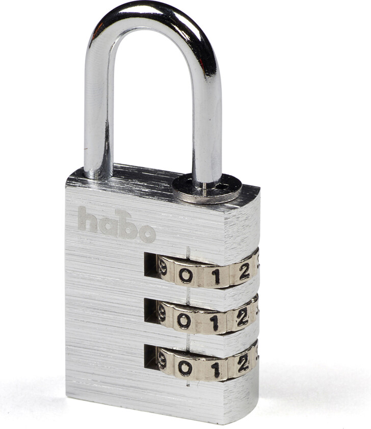 Habo Hengelås med Kode 203-30 Sølv Aluminium Hengelås med kode 203-30. Kombinasjonslås og enkeltboltet bøyle Ø5 mm.