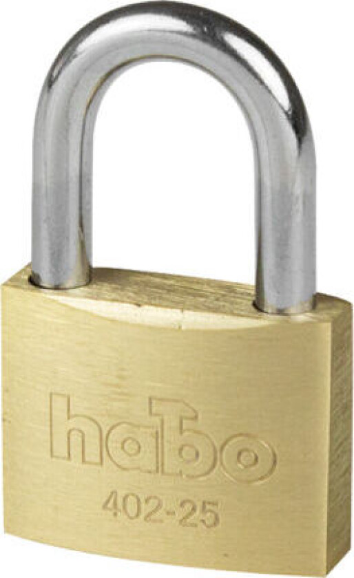 Habo Hengelås 402-25 Messing Hengelås av massiv messing med Ø4 mm enkelboltet bøyle av forkrommet stål. Leveres med 2 stk. nøkler.