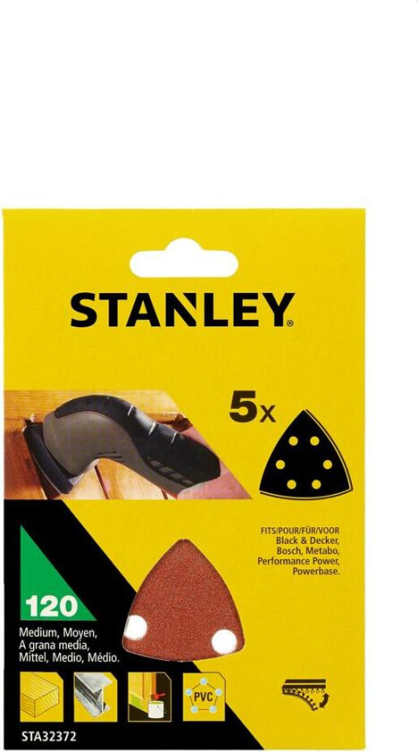 Stanley DELTA STA32372 slipepapir Slipepapir 120Kx5stk STA32372 med borrelås, Quickfit feste