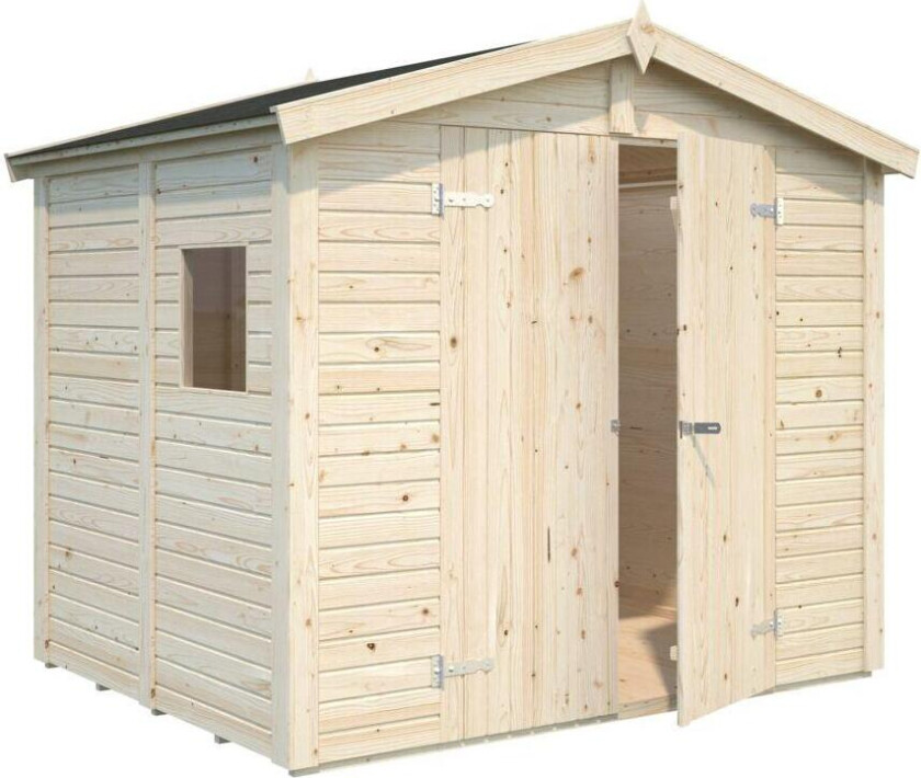 Palmako Dan redskapsbod 4,5 m2 En praktisk redskapsbod med dobbel dør oppbevaring av hageredskaper, plenklipper, sykler, hagemøbler og puter m.m.