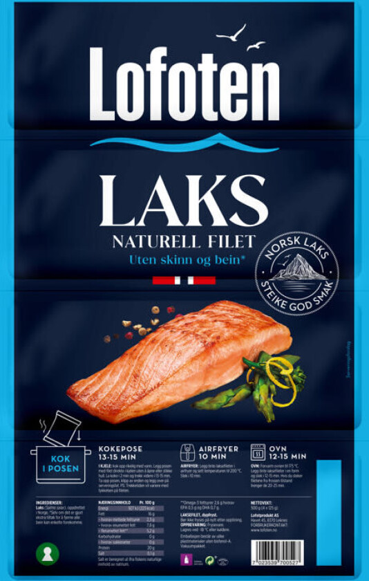 Bilde av Laksefilet Naturell u/Skinn 4x125g Lofoten