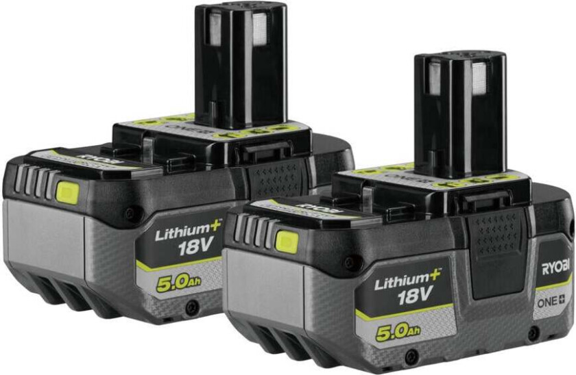 Ryobi ONE+ RB1850X2F24 2x5.0Ah batteri Batteripakke Dobbel 18V. 2 x 5.0Ah Compact 18V Lithium+ batterier.