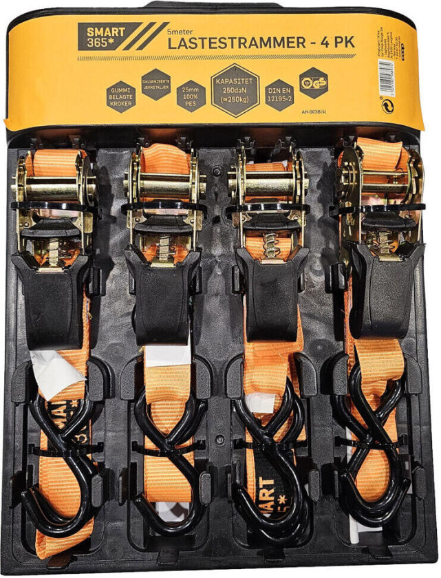 Smart 365* lastestropper Lastestropper kapasitet opp til 250 kg, og med jekketalje.