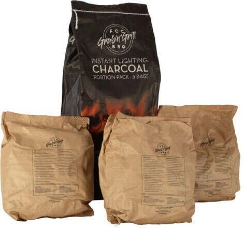 Grab'N`Grill grillkull, 3-pk 3-pk med porsjonsposer med grillkull perfekt for Grab`N`Grill. Enkelt å ta med seg og tennes ved å antenne posen direkte.