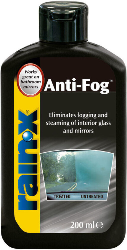 Rain-X Anti-Fog 200 ML Motvirker effektivt kondens og dugg på glassruter og speil i kjøretøyet.