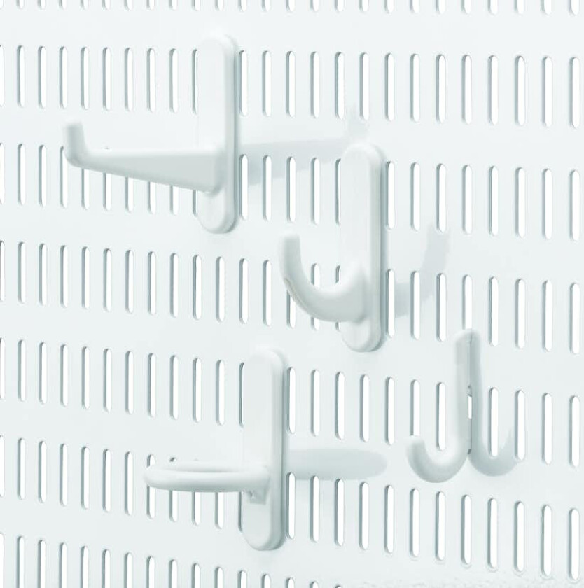 Elfa hvit kroksett til oppbevaringstavle 12-pk Miks av 12 ulike kroker til oppbevaringstavle.