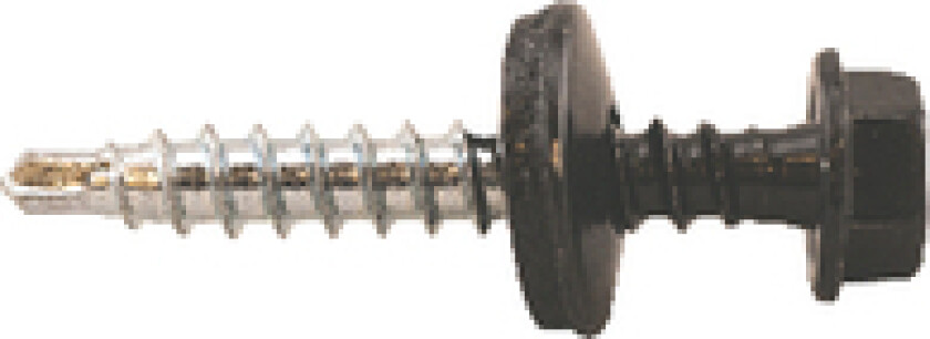 PLATESKRUE 6KT ELF SORT 4,8X35 A50 Farmerskrue 4,8x35 for festing av utv. stålplate. Korrosjonsklasse C2. 8mm pipe. Innhold 50 stk