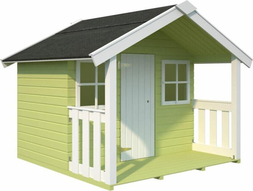 Bilde av Palmako Felix lekehus 1,9 m² Koselig lekehus med overbygget terrasse med rekkverk på sidene. La barna få sitt eget lille tilholdssted med søsken venner eller familie.