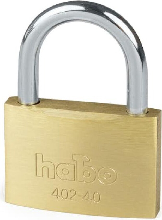 Bilde av Habo Hengelås 402-40 Messing Hengelås av massiv messing med Ø5 mm enkelboltet bøyle av forkrommet stål. Leveres med 2 stk. nøkler.