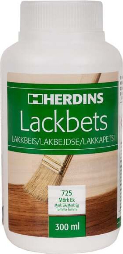 Herdins lakkbeis Ferdigblandet beis med lakk som både gir farge og beskytter overflaten mot lett slitasje.